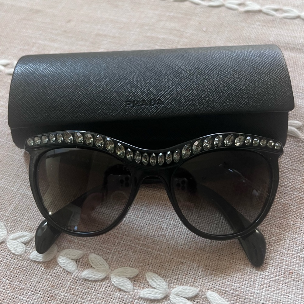 Prada Black Sunglasses with Jewel Embellishments